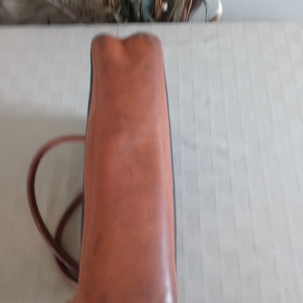 Dooney & Bourke Vintage Leather Navy/Brown Satchel - Picture 6 of 16